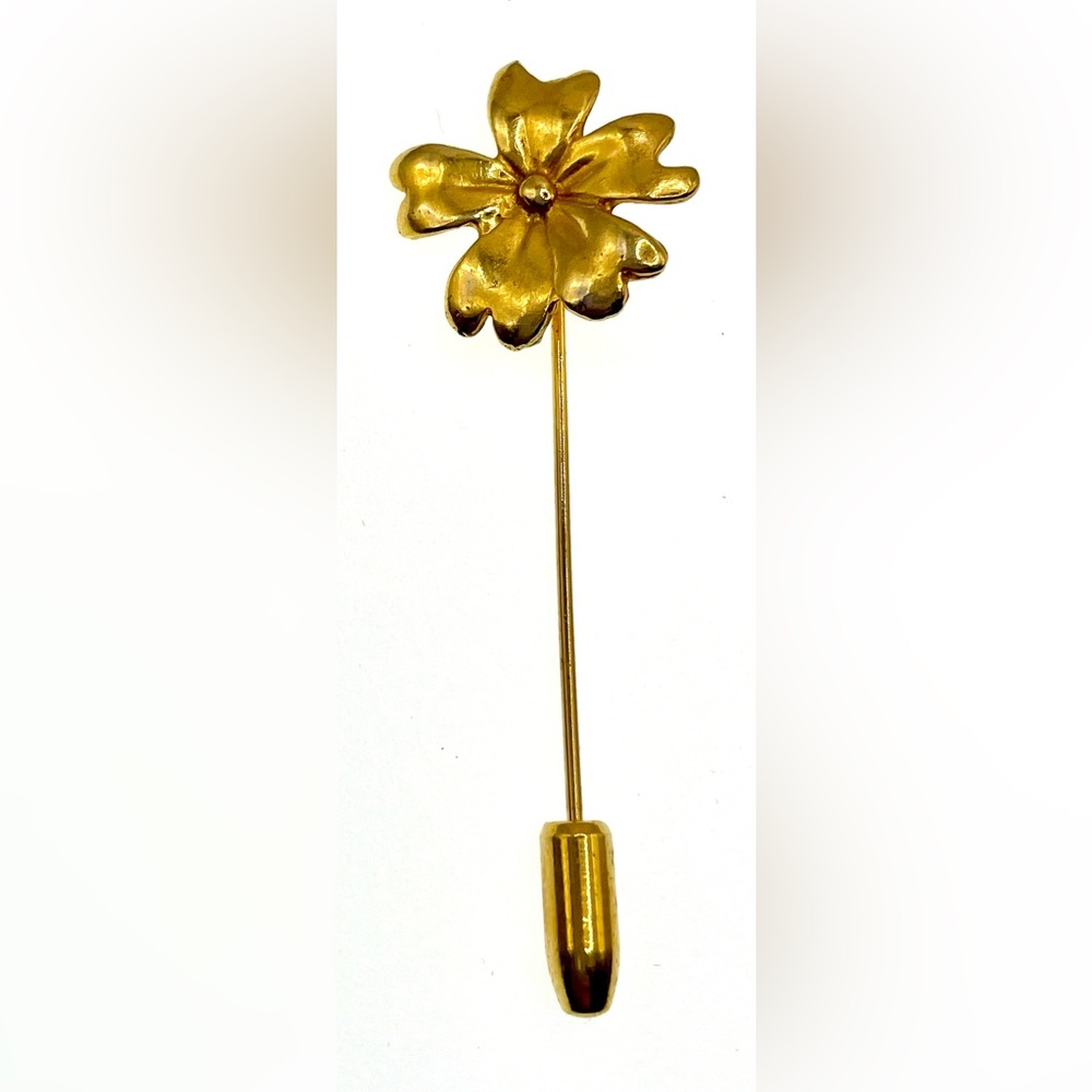 Vintage Gold Tone Floral Flower Stick Pin Lapel Brooch